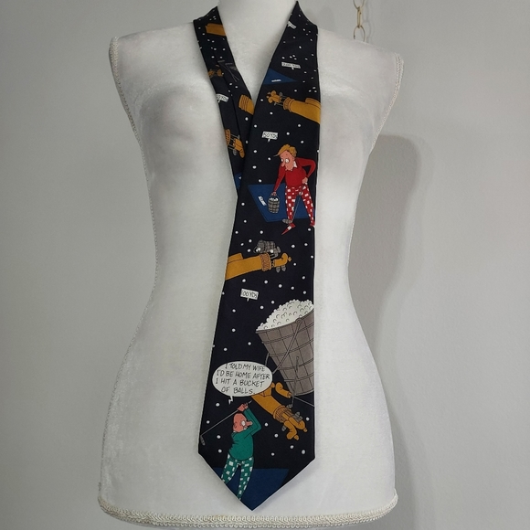 Vintage Golf Tie Richard Torrey Necktie Bench Warmers NWT 100% Silk Bucket Balls - Picture 12 of 12